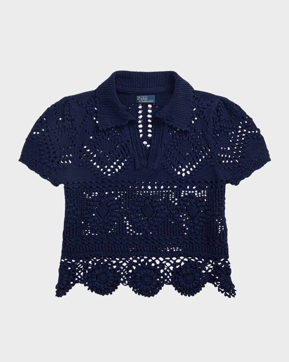 Pointelle Cotton Polo Shirt